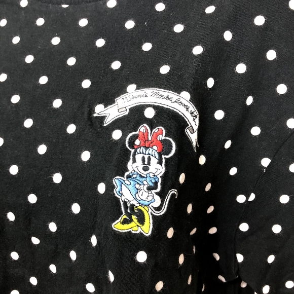 UNIQLO Disney T Shirt Minnie Mouse Black White Polka Dots Boxy Medium - Picture 3 of 8